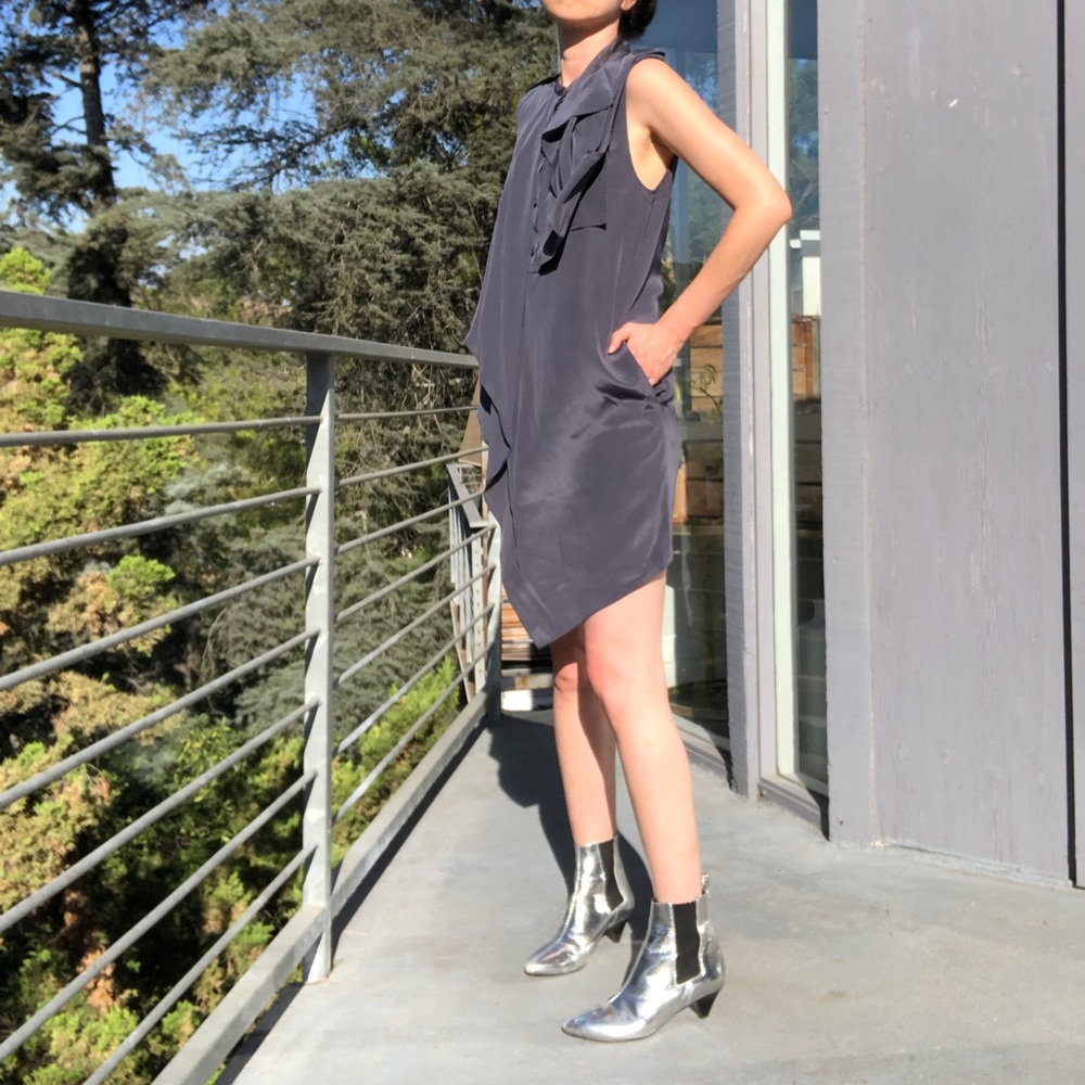 Phillip Lim slate blue silk sleeveless dress